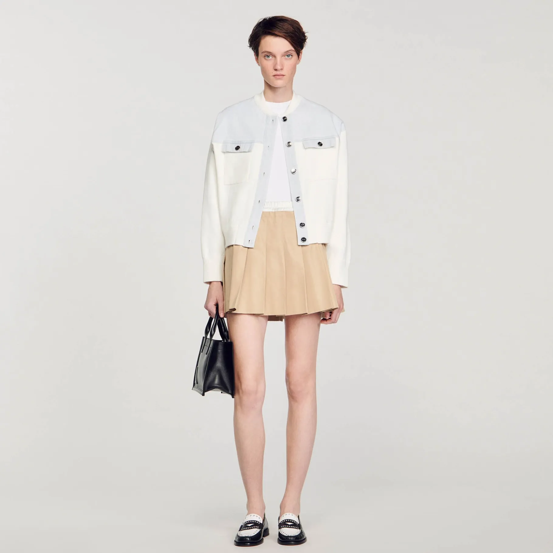 Sandro Paris Suéteres E Cardigans-Casaco De Dois Materiais