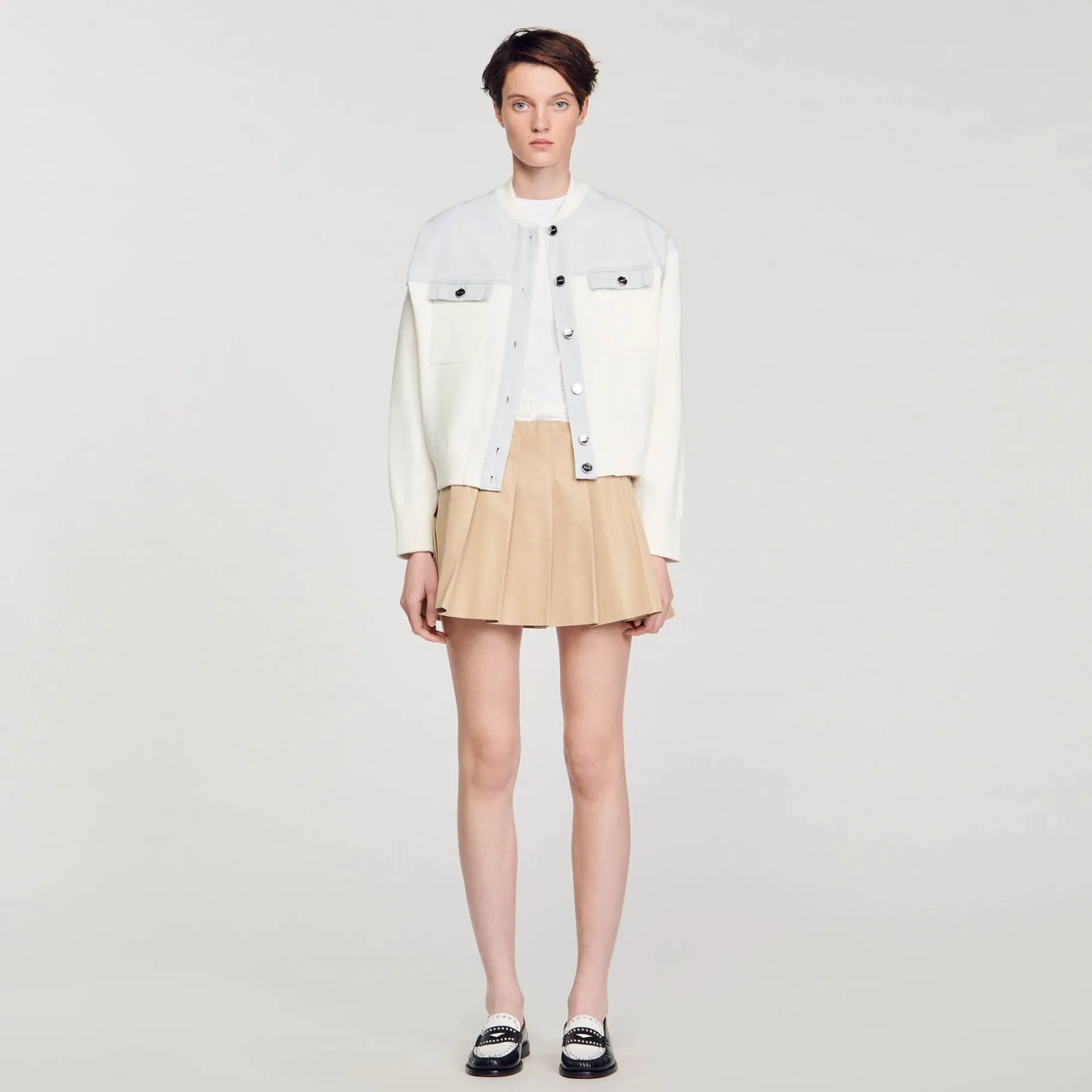 Sandro Paris Suéteres E Cardigans-Casaco De Dois Materiais