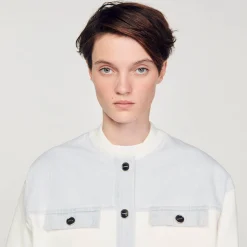 Sandro Paris Suéteres E Cardigans-Casaco De Dois Materiais