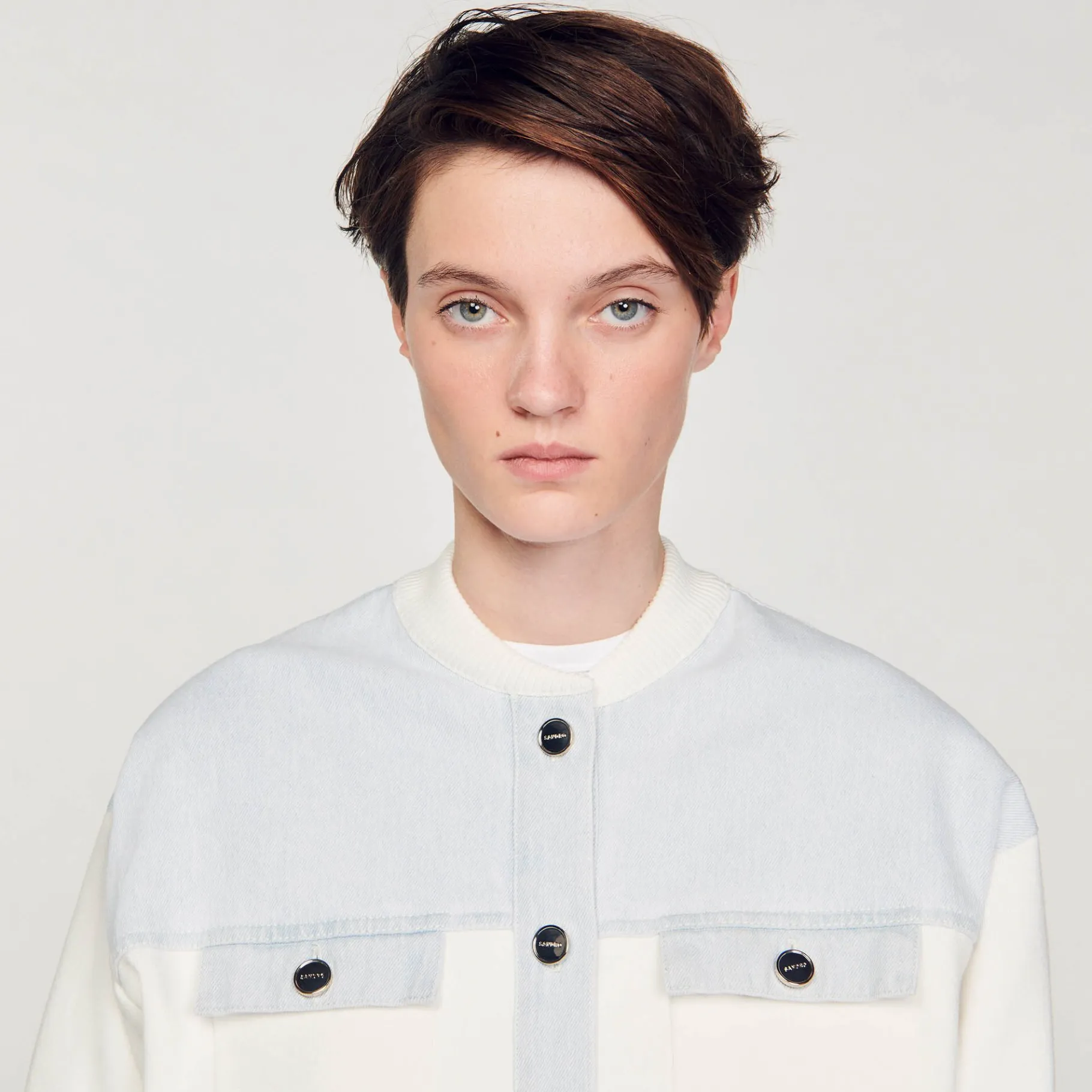 Sandro Paris Suéteres E Cardigans-Casaco De Dois Materiais