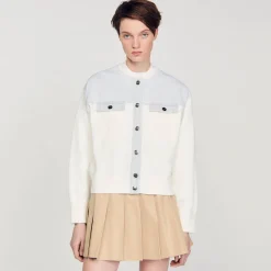 Sandro Paris Suéteres E Cardigans-Casaco De Dois Materiais