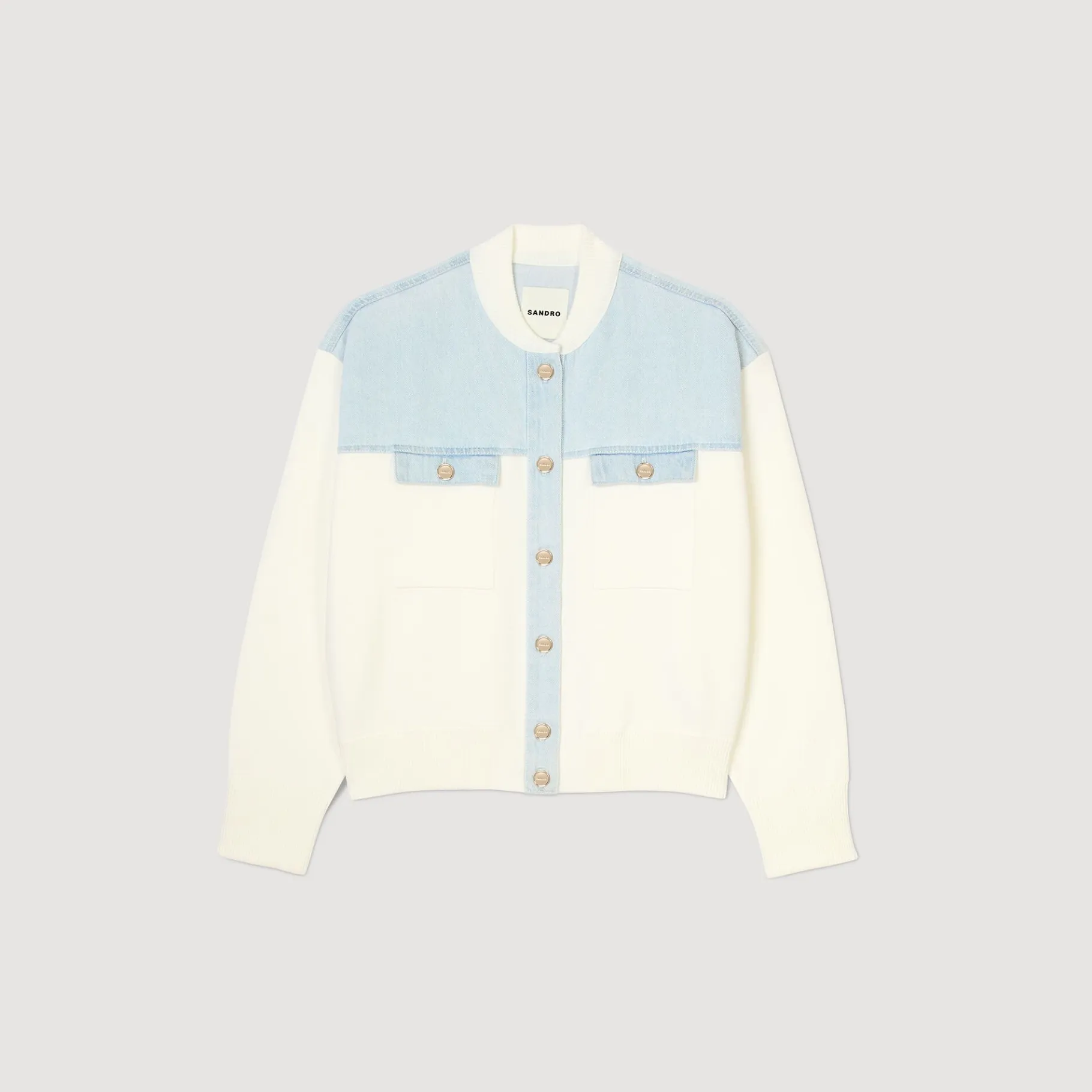 Sandro Paris Suéteres E Cardigans-Casaco De Dois Materiais