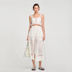 Sandro Paris Saias E Shorts-Culotes Longos Em Mistura De Linho