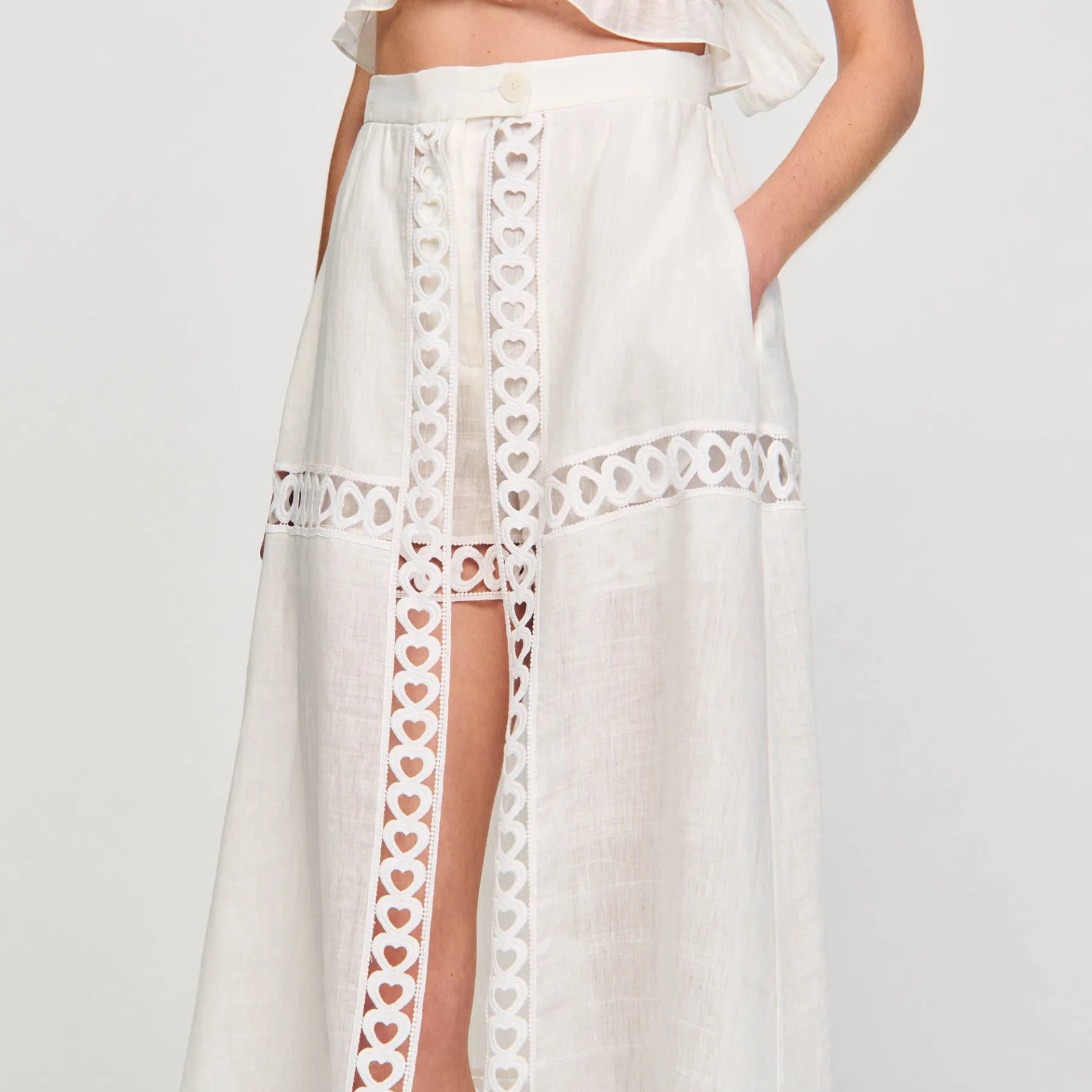 Sandro Paris Saias E Shorts-Culotes Longos Em Mistura De Linho