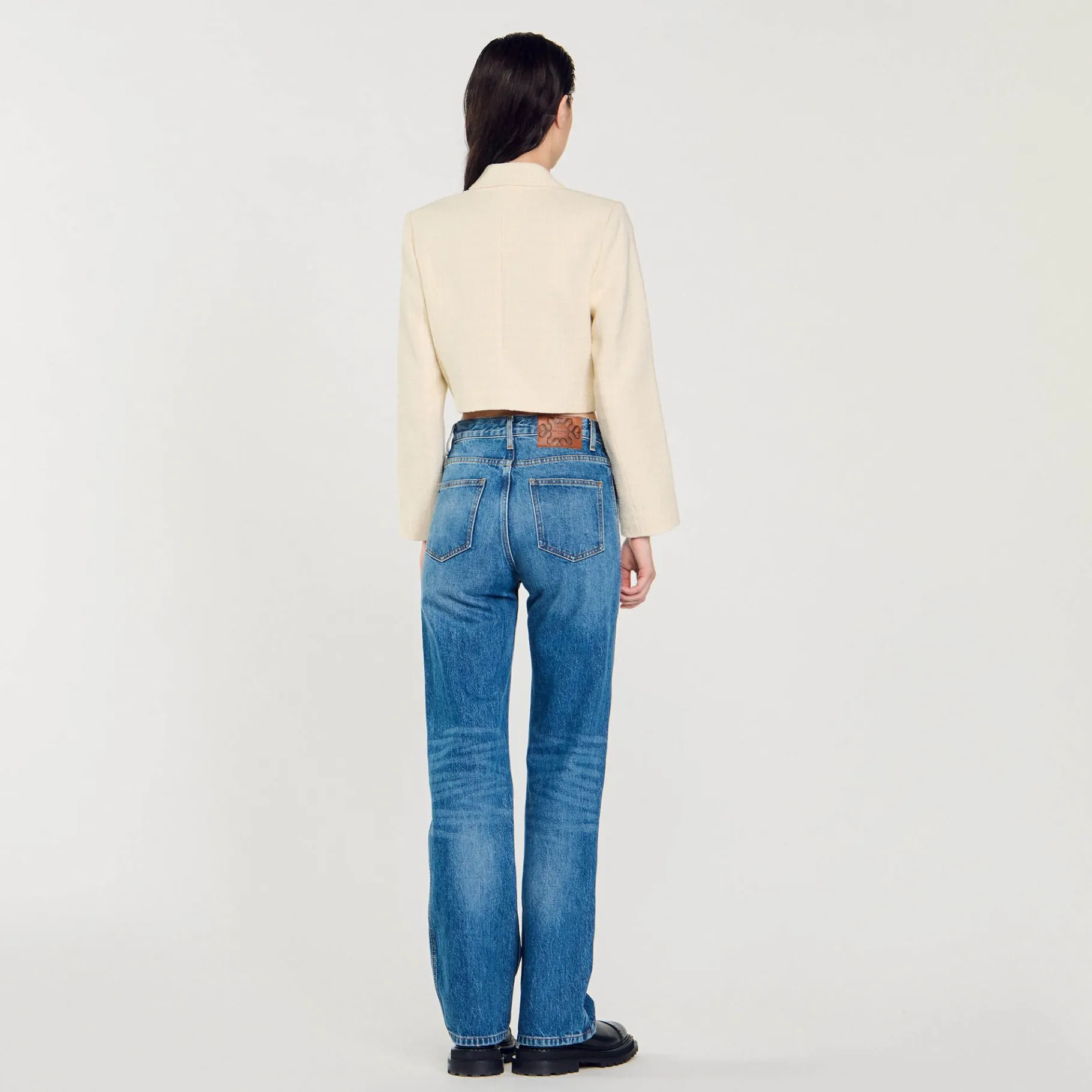 Sandro Paris Se Adequa-Jaqueta Curta De Tweed Com Botoes