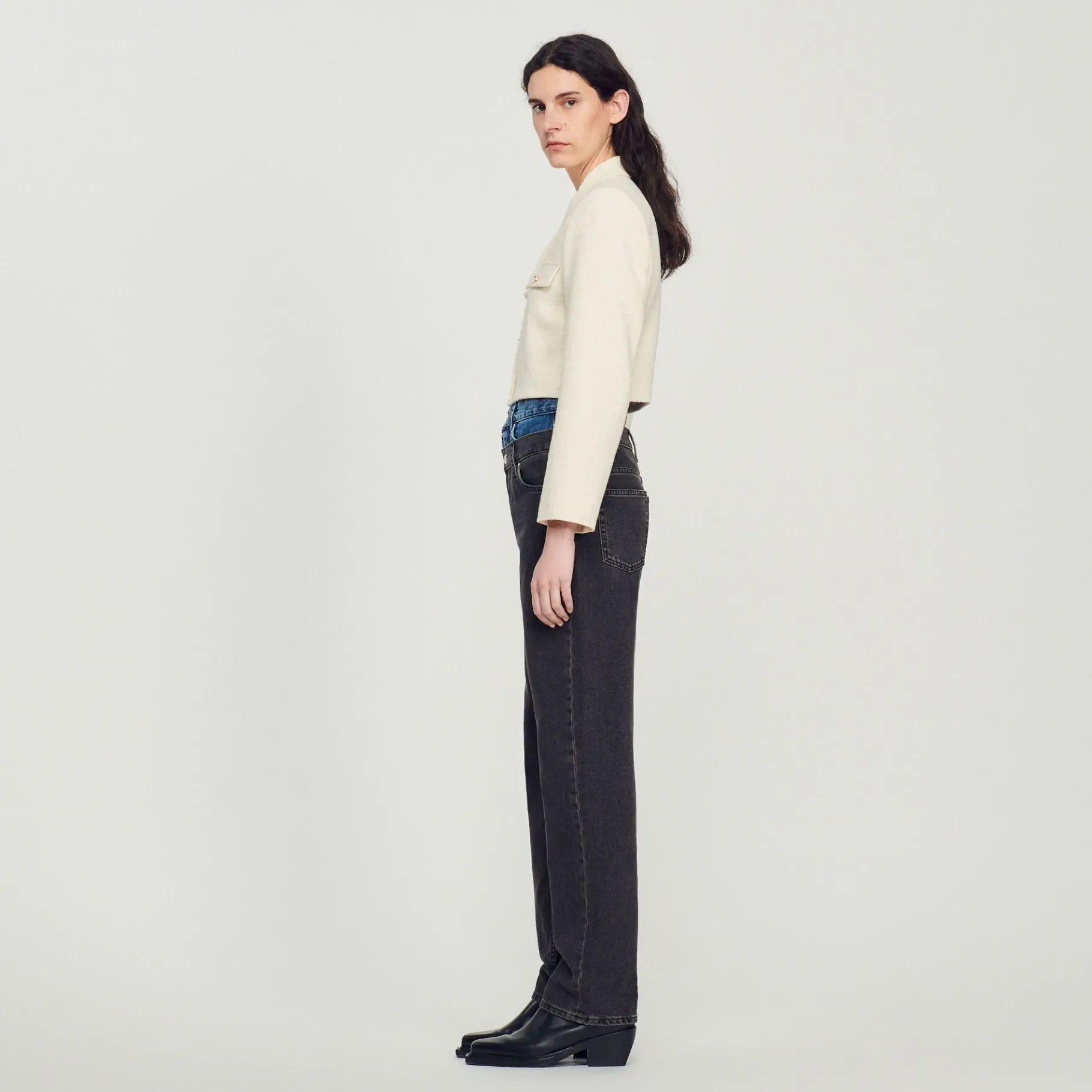 Sandro Paris Se Adequa-Jaqueta Curta De Tweed Com Botoes