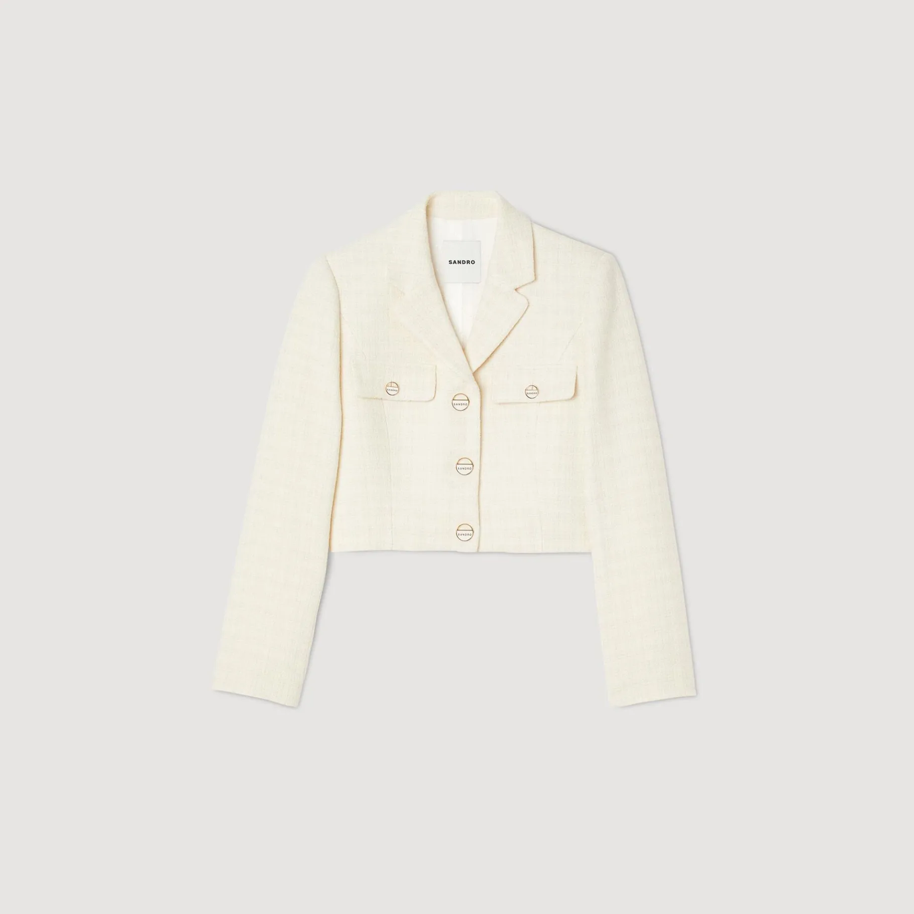 Sandro Paris Se Adequa-Jaqueta Curta De Tweed Com Botoes