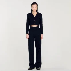 Sandro Paris Se Adequa-Jaqueta Curta De Tweed Com Botoes