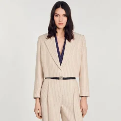 Sandro Paris Se Adequa-Jaqueta Curta Listrada