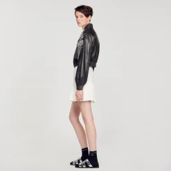 Sandro Paris Jaquetas E Jaquetas-Jaqueta De Couro Com Cristais