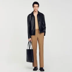 Sandro Paris Casacos E Jaquetas-Jaqueta De Couro De Cordeiro