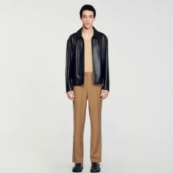 Sandro Paris Casacos E Jaquetas-Jaqueta De Couro De Cordeiro