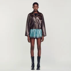 Sandro Paris Jaquetas E Jaquetas-Jaqueta De Couro Envelhecida