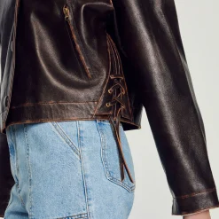 Sandro Paris Jaquetas E Jaquetas-Jaqueta De Couro Envelhecida