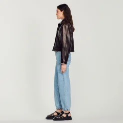 Sandro Paris Jaquetas E Jaquetas-Jaqueta De Couro Envelhecida