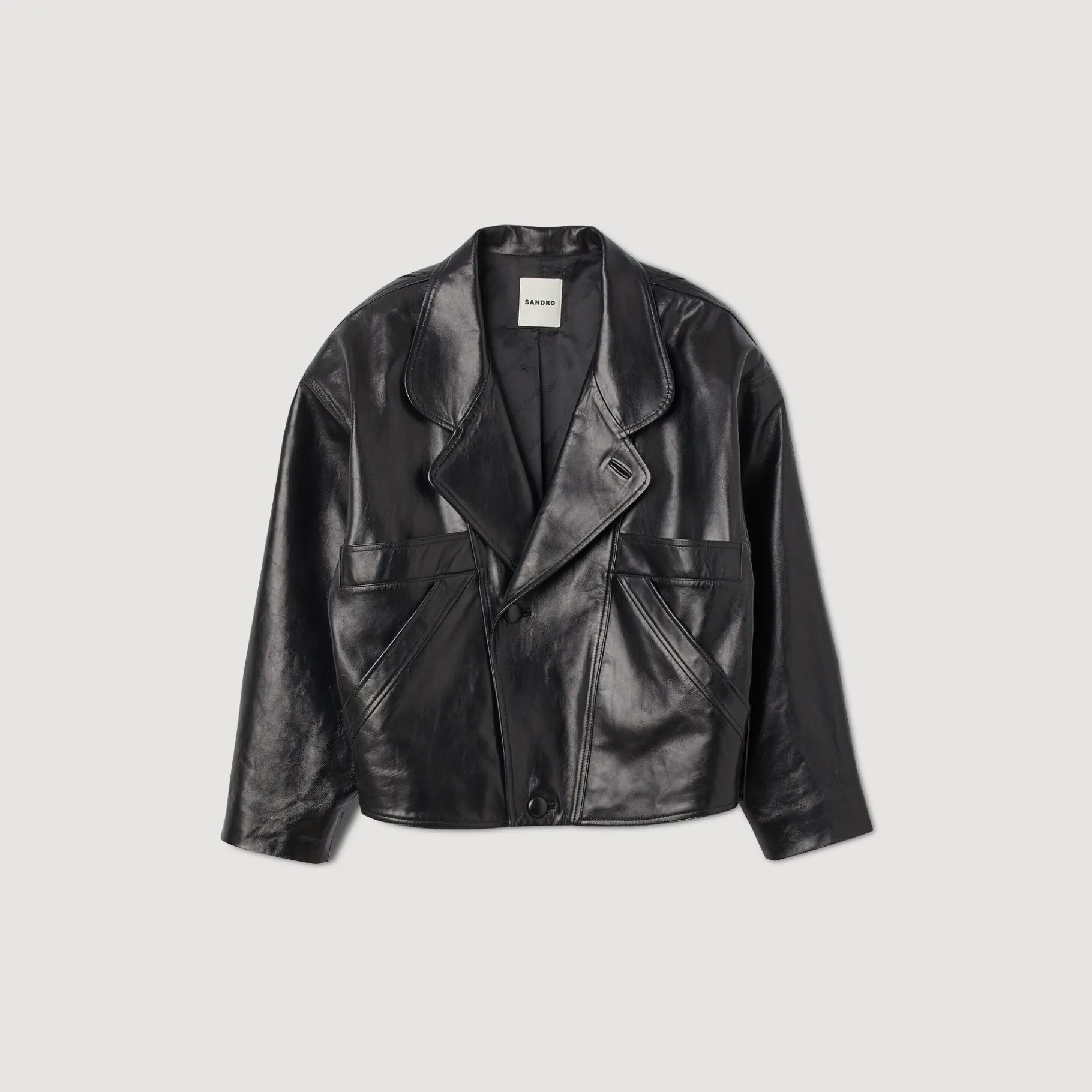 Sandro Paris Casacos-Jaqueta De Couro Grande