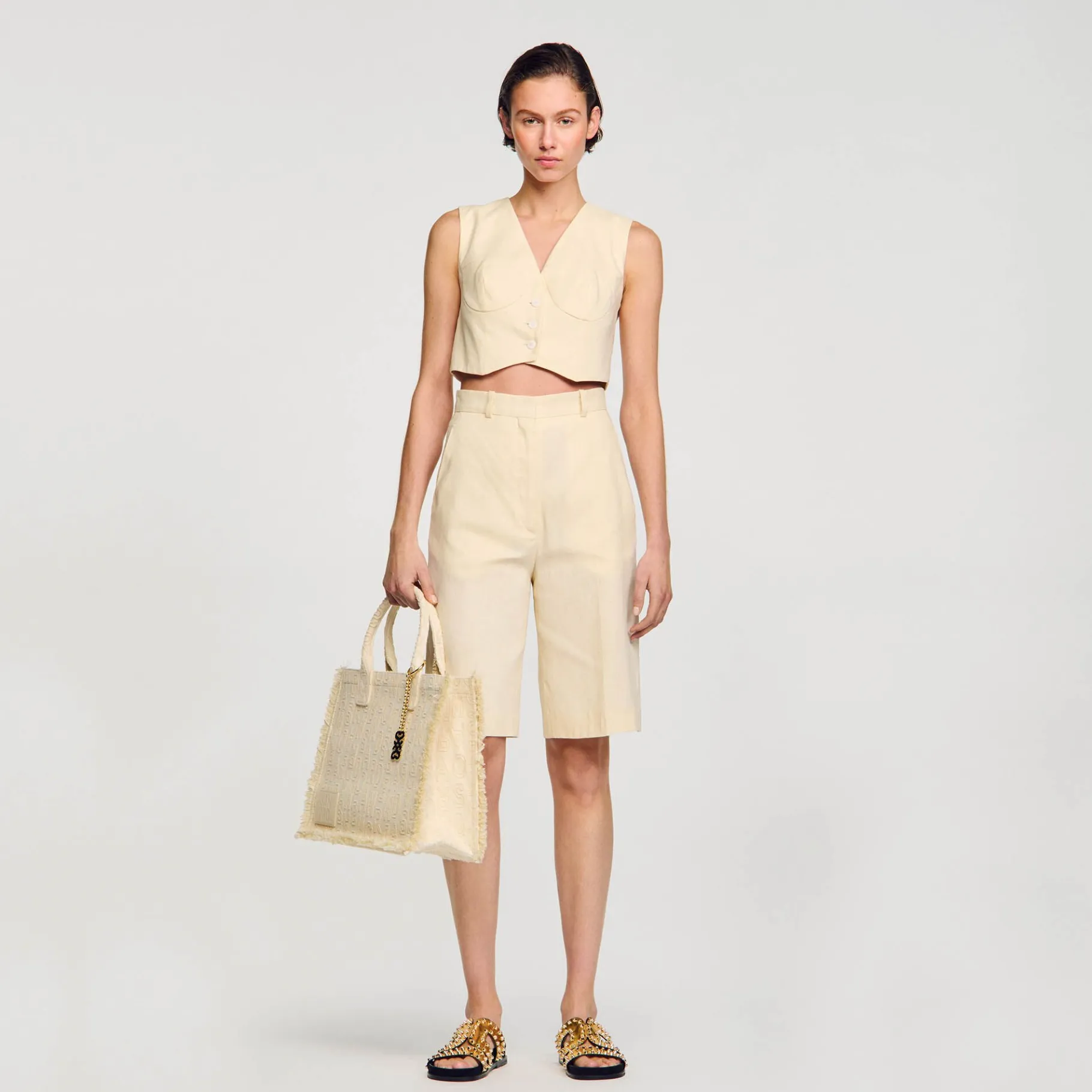 Sandro Paris Se Adequa-Jaqueta De Mistura De Linho