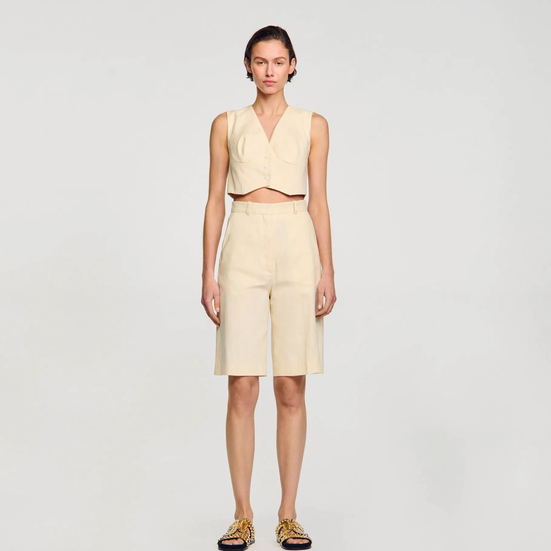 Sandro Paris Se Adequa-Jaqueta De Mistura De Linho