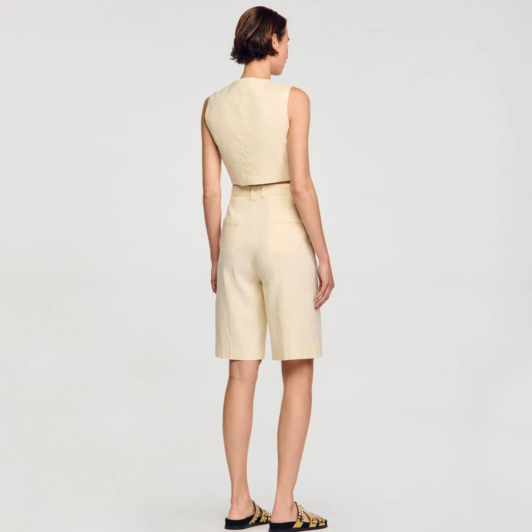 Sandro Paris Se Adequa-Jaqueta De Mistura De Linho