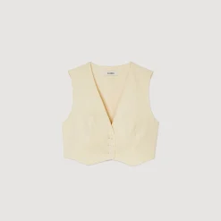 Sandro Paris Se Adequa-Jaqueta De Mistura De Linho