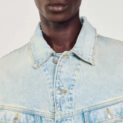 Sandro Paris Casacos E Jaquetas-Jaqueta Jeans Desbotada