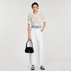 Sandro Paris Vaqueiros-Jeans Bicolor Com Cintura Dupla