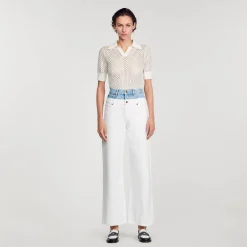 Sandro Paris Vaqueiros-Jeans Bicolor Com Cintura Dupla