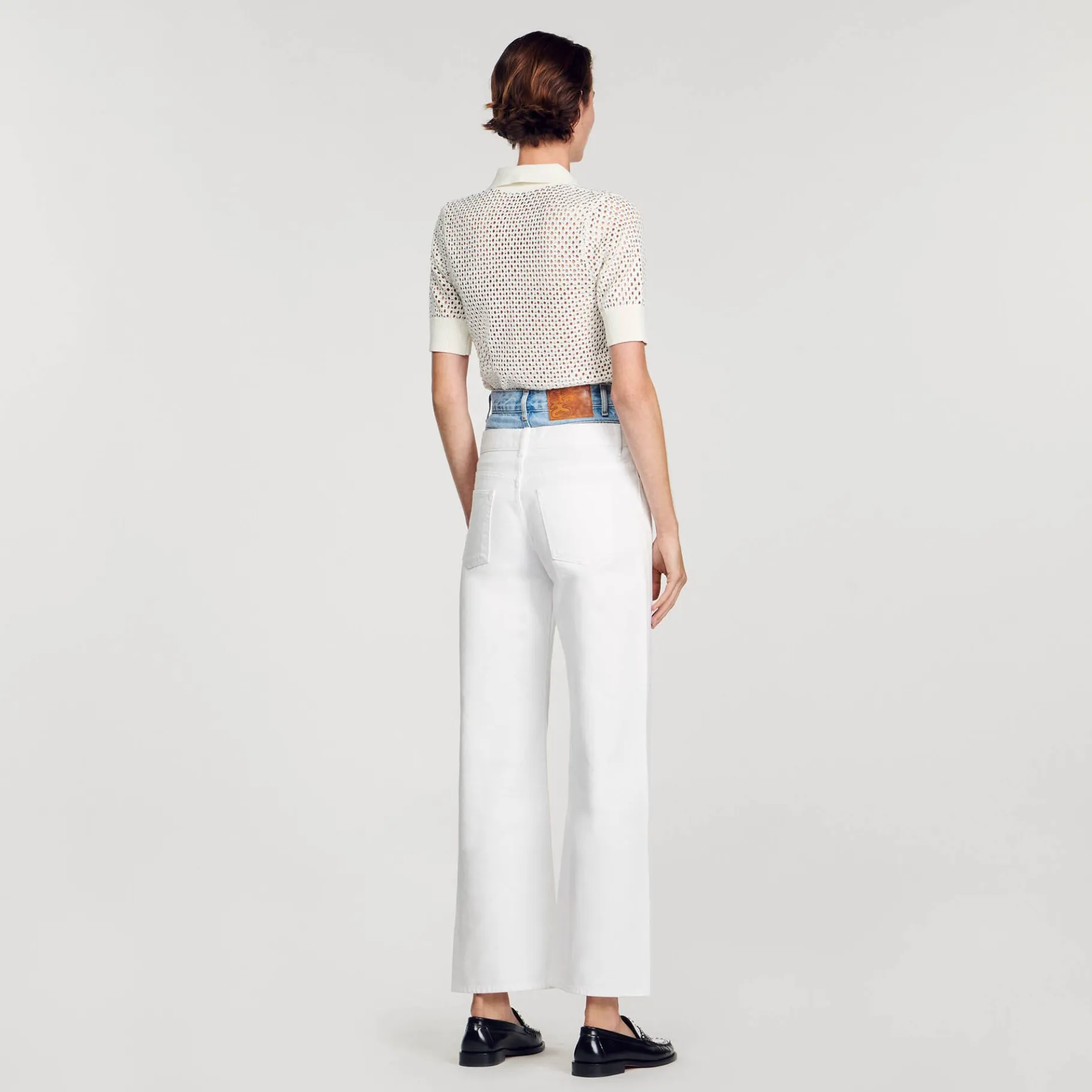 Sandro Paris Vaqueiros-Jeans Bicolor Com Cintura Dupla