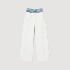 Sandro Paris Vaqueiros-Jeans Bicolor Com Cintura Dupla