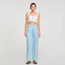 Sandro Paris Vaqueiros-Jeans De Perna Larga Com Dardos