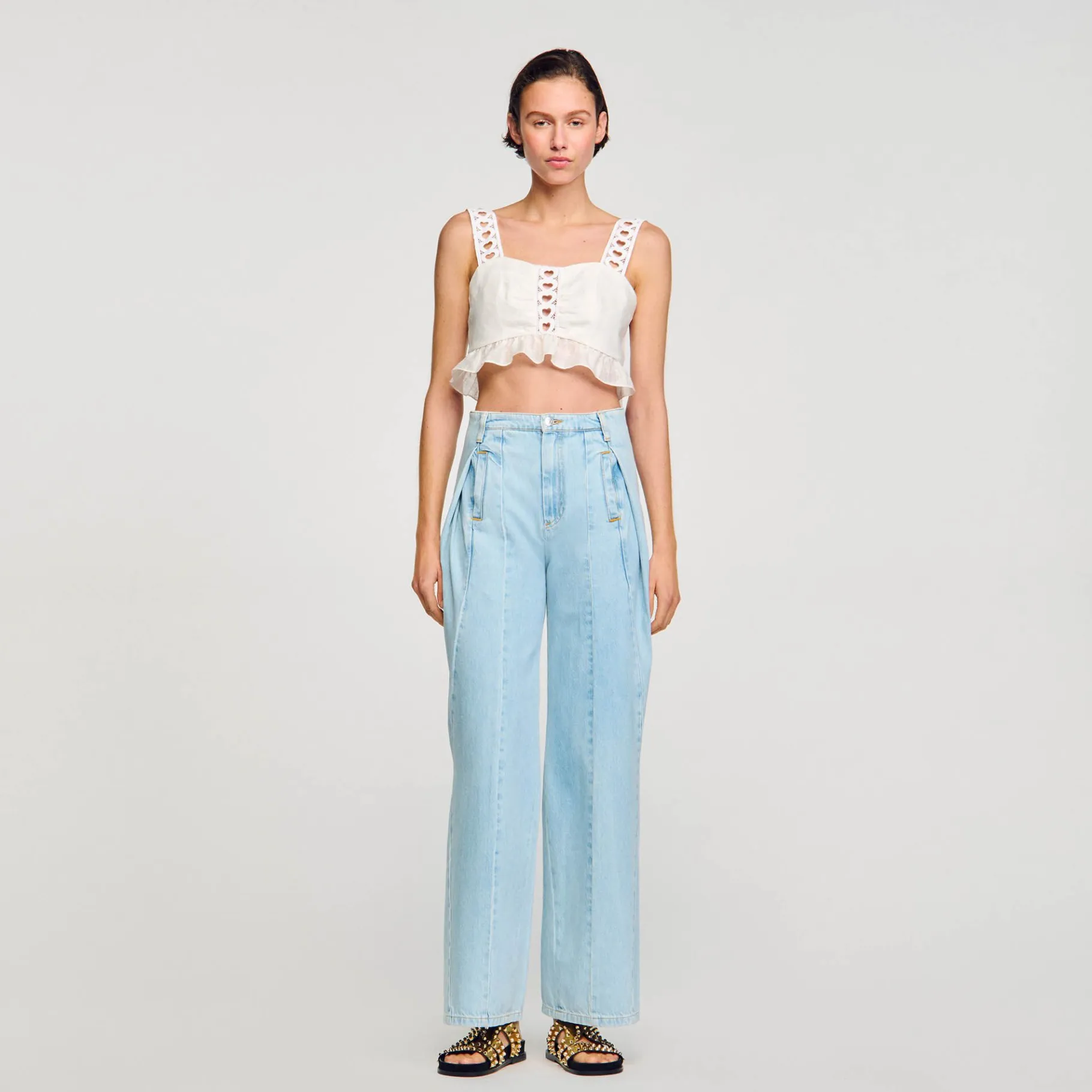 Sandro Paris Vaqueiros-Jeans De Perna Larga Com Dardos