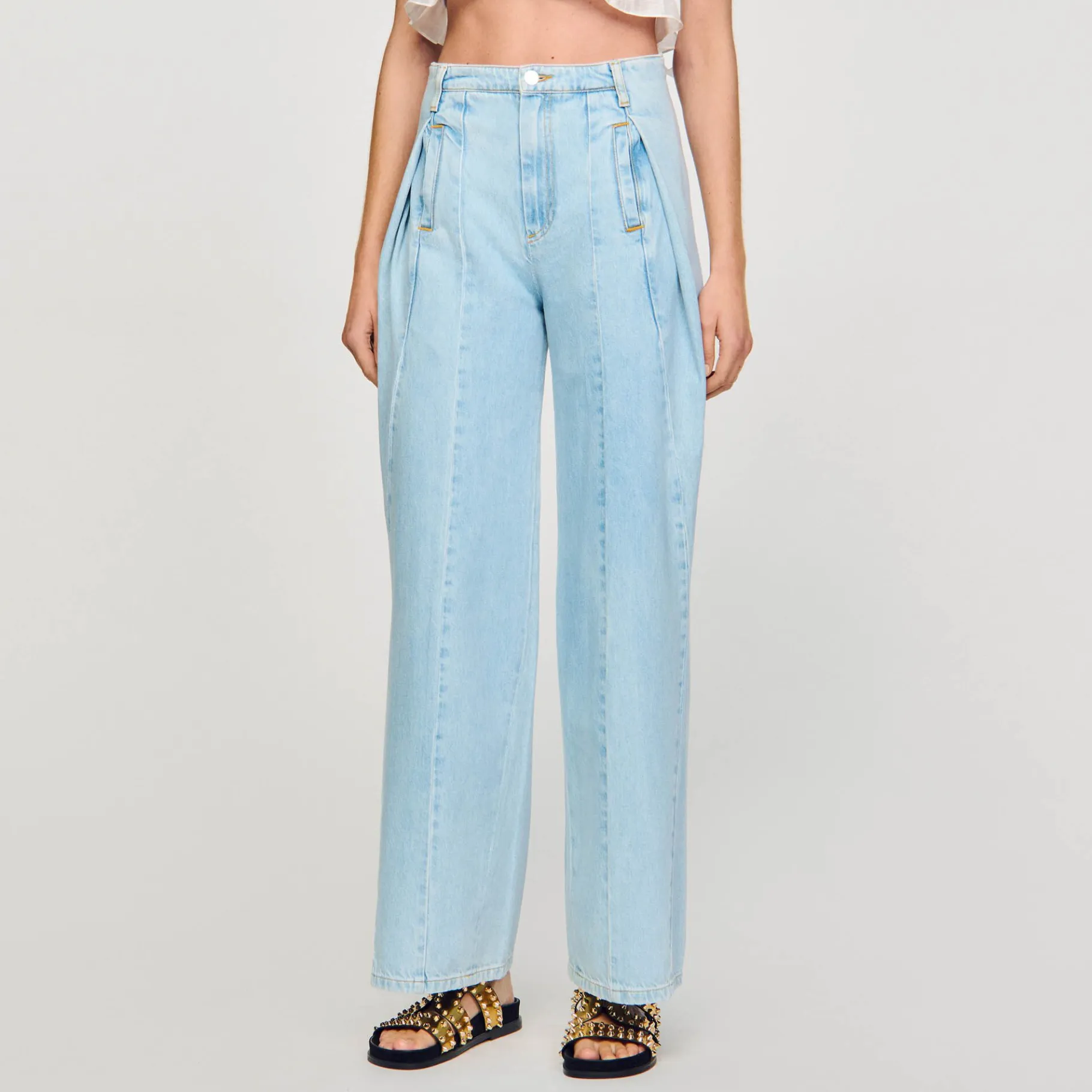 Sandro Paris Vaqueiros-Jeans De Perna Larga Com Dardos