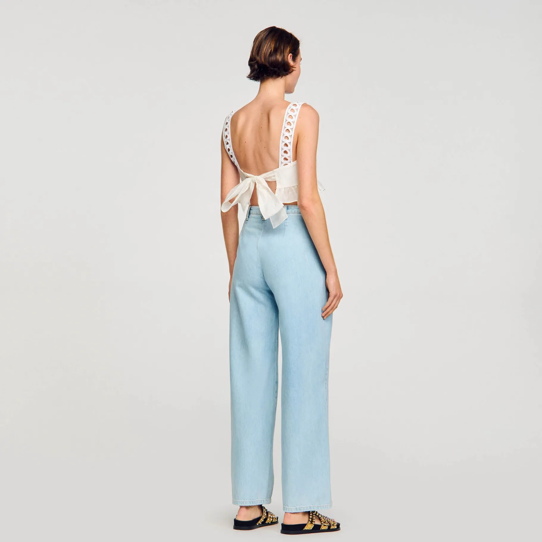 Sandro Paris Vaqueiros-Jeans De Perna Larga Com Dardos