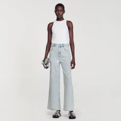 Sandro Paris Vaqueiros-Jeans Decorados Com Diamantes