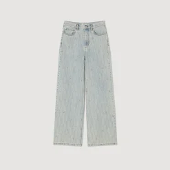Sandro Paris Vaqueiros-Jeans Decorados Com Diamantes