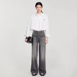 Sandro Paris Vaqueiros-Jeans Queimados Desbotados