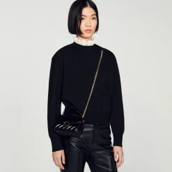 Sandro Paris Bolsas De Ombro-Mini Bolsa Yza Em Couro Liso