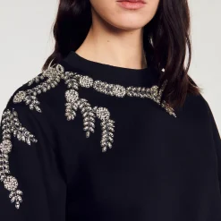 Sandro Paris Moletons-Moletom Com Bordado De Joias