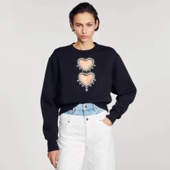 Sandro Paris Moletons-Moletom Com Coracoes Brilhantes