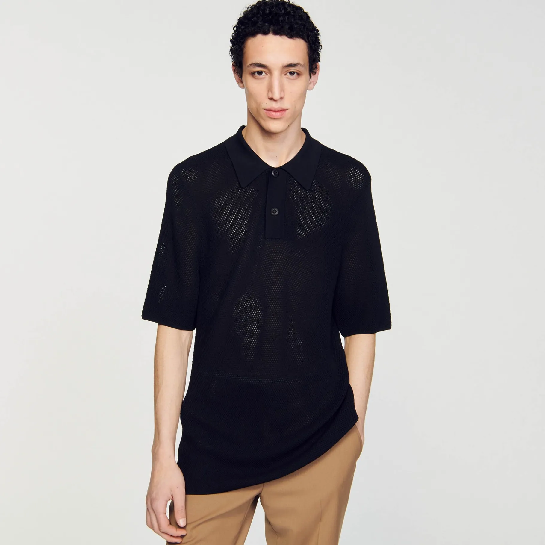 Sandro Paris Camisetas E Pólos-Polo De Malha Perfurada