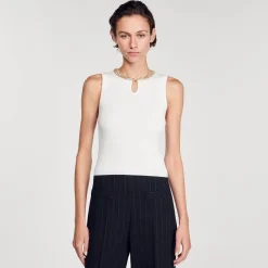 Sandro Paris Suéteres E Cardigans-Regata Com Decote Em Joia