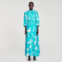 Sandro Paris Vestidos-Robe Longue Fluido A Imprime Fleuri
