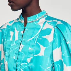 Sandro Paris Vestidos-Robe Longue Fluido A Imprime Fleuri