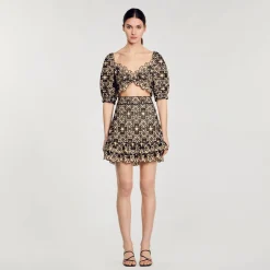 Sandro Paris Saias E Shorts-Saia Curta Com Bordado Ingles