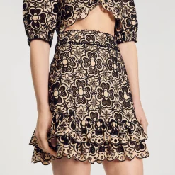 Sandro Paris Saias E Shorts-Saia Curta Com Bordado Ingles