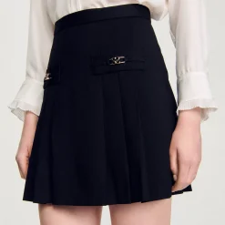 Sandro Paris Saias E Shorts-Saia Curta Com Pregas Acolchoadas