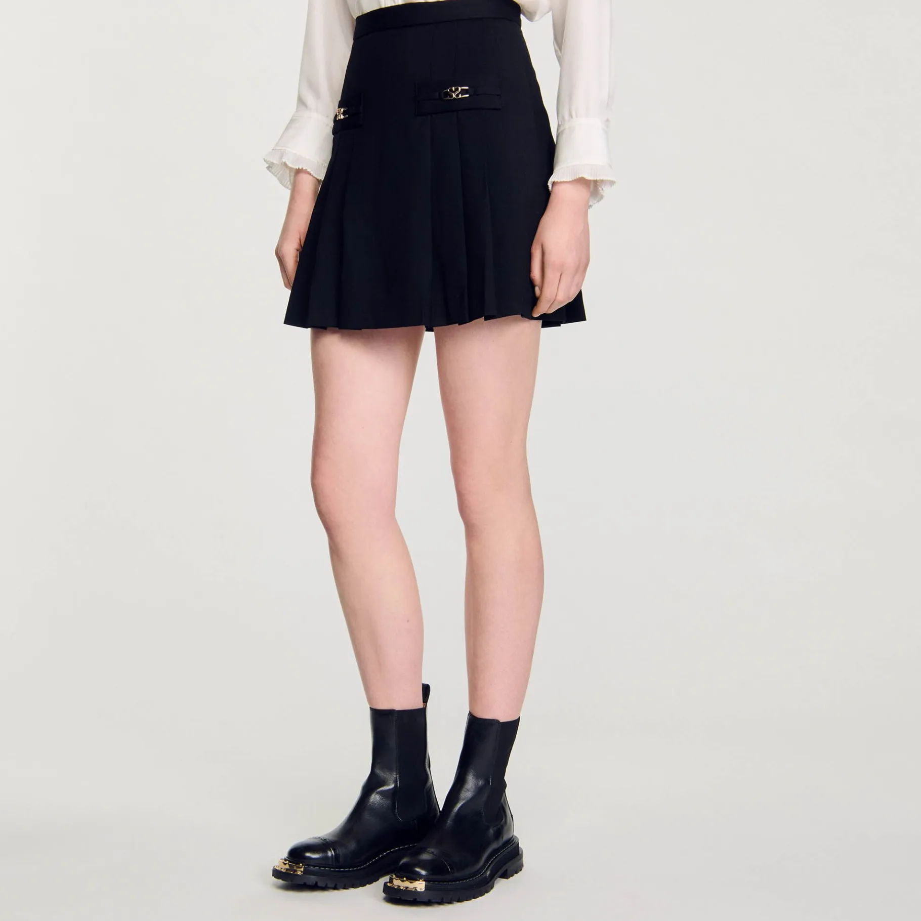 Sandro Paris Saias E Shorts-Saia Curta Com Pregas Acolchoadas