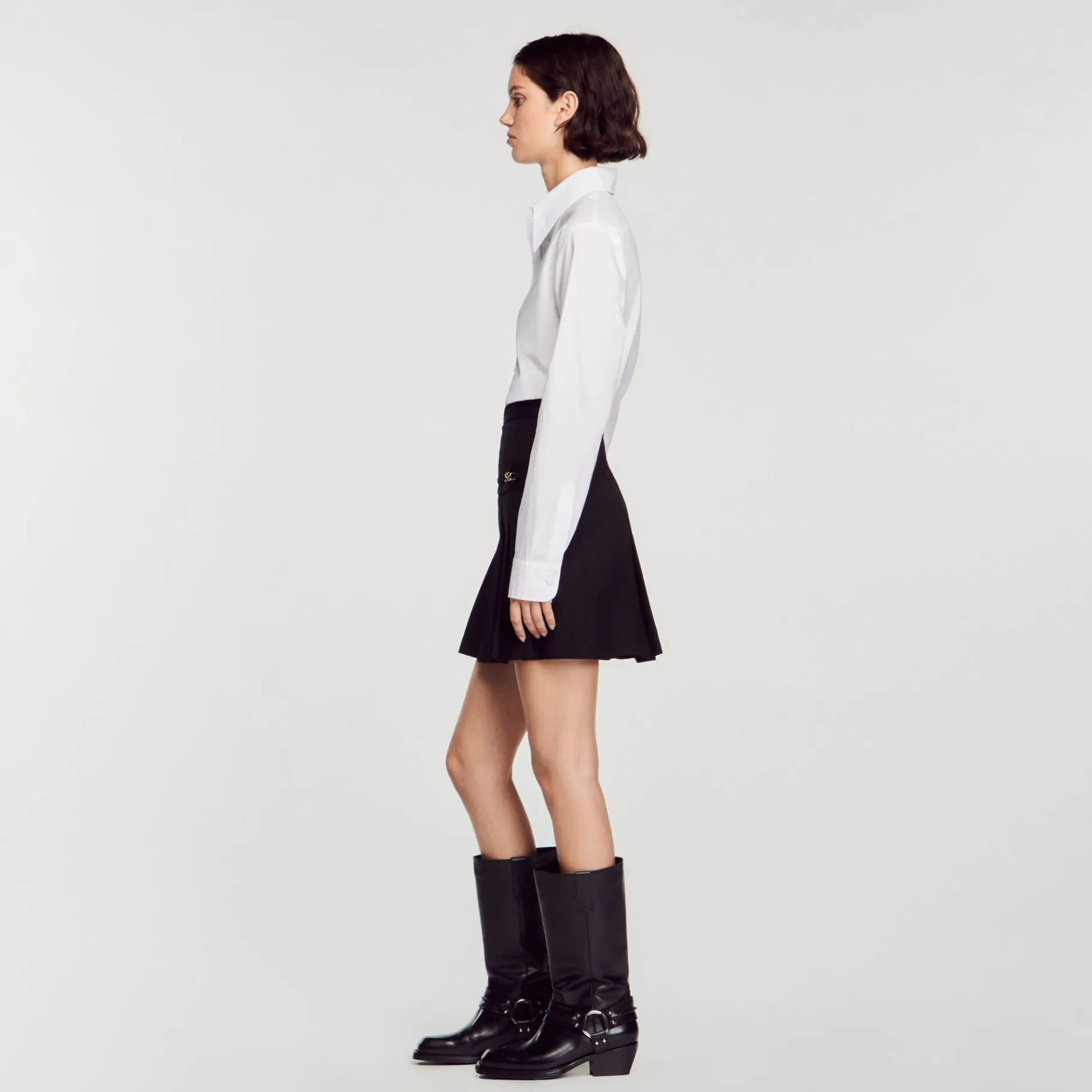 Sandro Paris Saias E Shorts-Saia Curta Com Pregas Acolchoadas