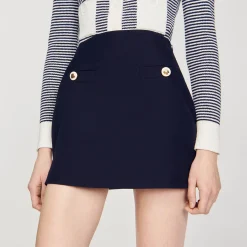 Sandro Paris Se Adequa-Saia Curta Em Sarja De La