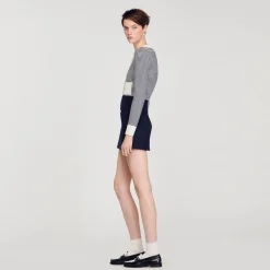 Sandro Paris Se Adequa-Saia Curta Em Sarja De La